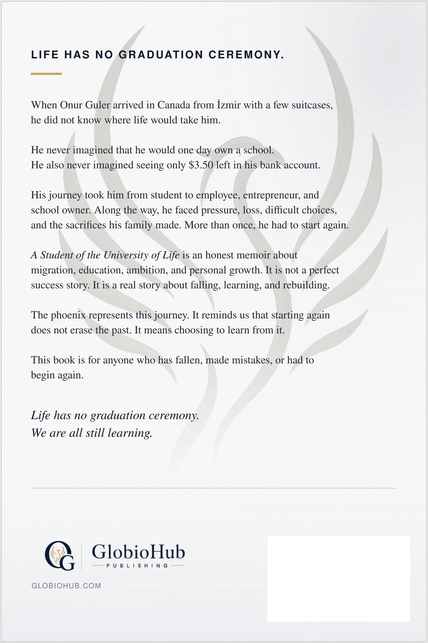Quote and book message page for A Student of the University of Life.
